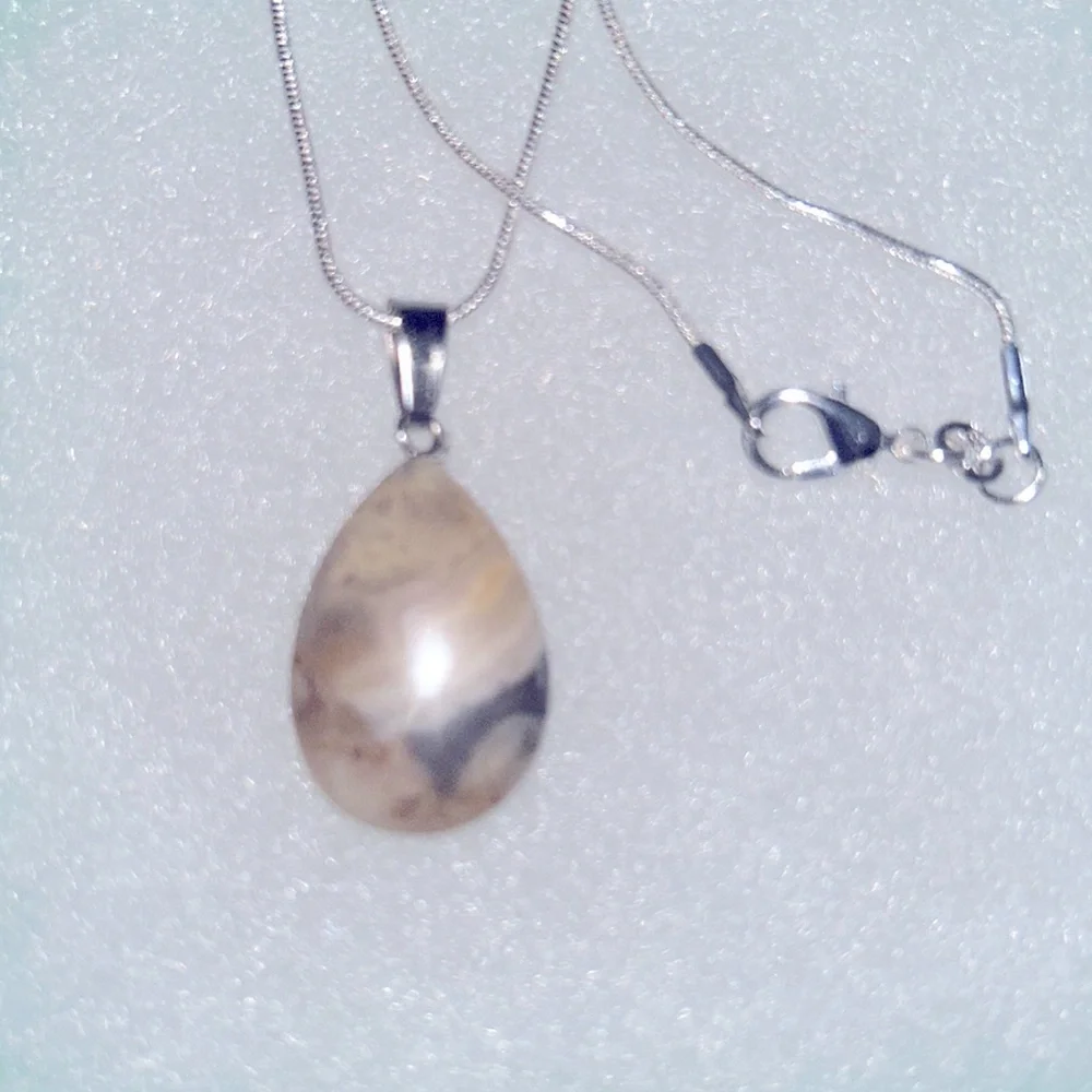 Boho hippie Agate Sterling Silver 16” Necklace